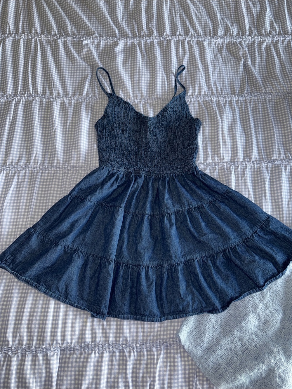 Blue Spaghetti-Strap Mini Dress 100% Cotton